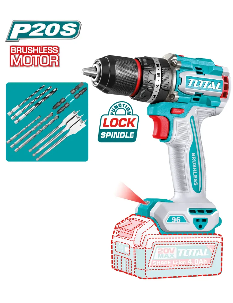 Taladro percutor brushless a batería TIDLI209681 - 20 V