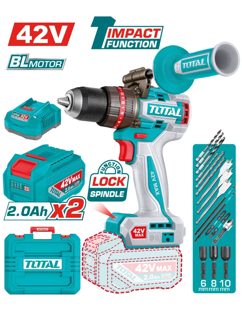 Taladro percutor brushless a batería TIDLI429982E - 42 V