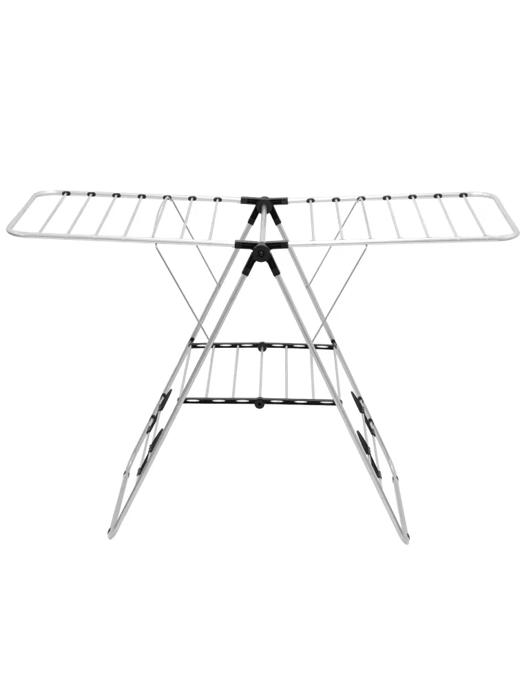 Tendedero alas plegables AERIA-U15M - 145 x 60 x 95 cm - Aluminio / Acero - Esmaltado plata/Negro