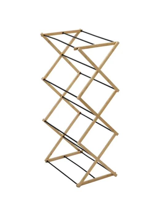 Tendedero torre plegable AERIA-Z5M - 54 x 36 x 106 cm - Acero / Bambú - Negro/Bambú