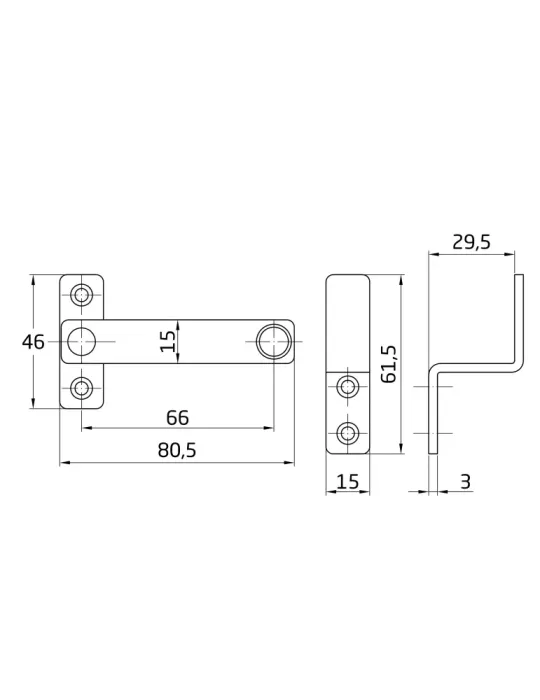 Aldabilla 2 INOX - 80 x 46 mm - Acero inoxidable 18/8 - Brillo