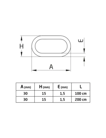 Tubo ovalado hierro L.F. - 30 x 15 mm - Hierro - Lacado