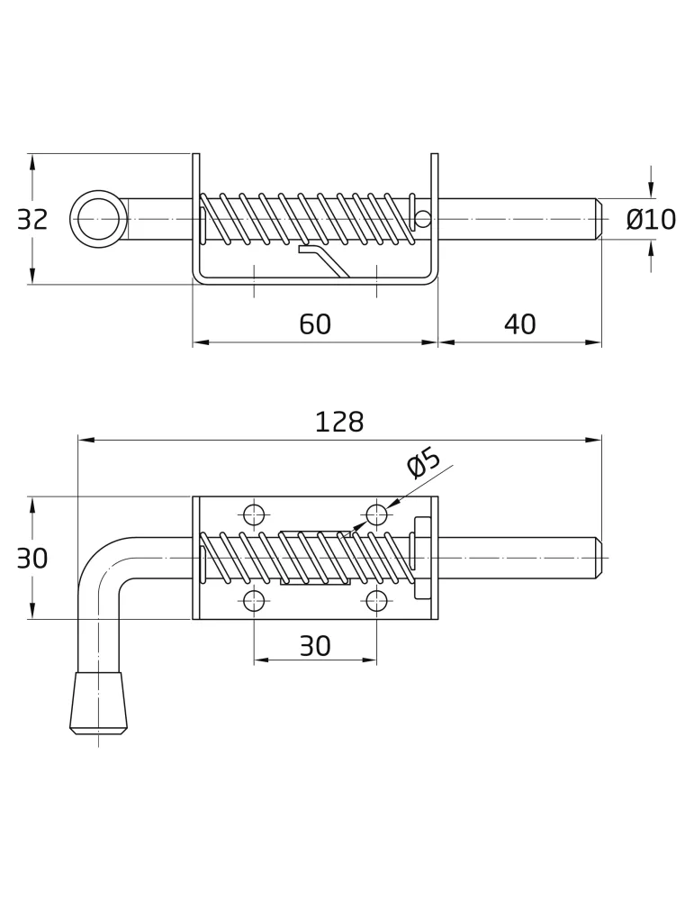 Pasador con resorte 476 - 60 mm - Acero inoxidable 18/8 - Mate