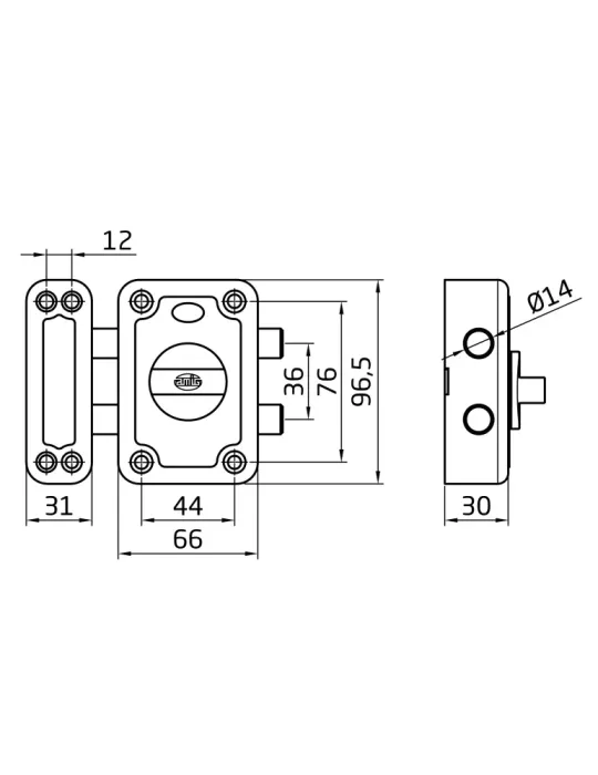 Pasador seguridad 82P - 96 x 66 mm - Acero - Esmaltado oro