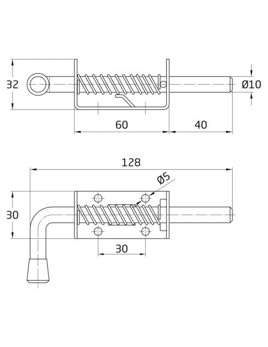 Pasador con resorte 476 - 60 mm - Acero inoxidable 18/8 - Mate