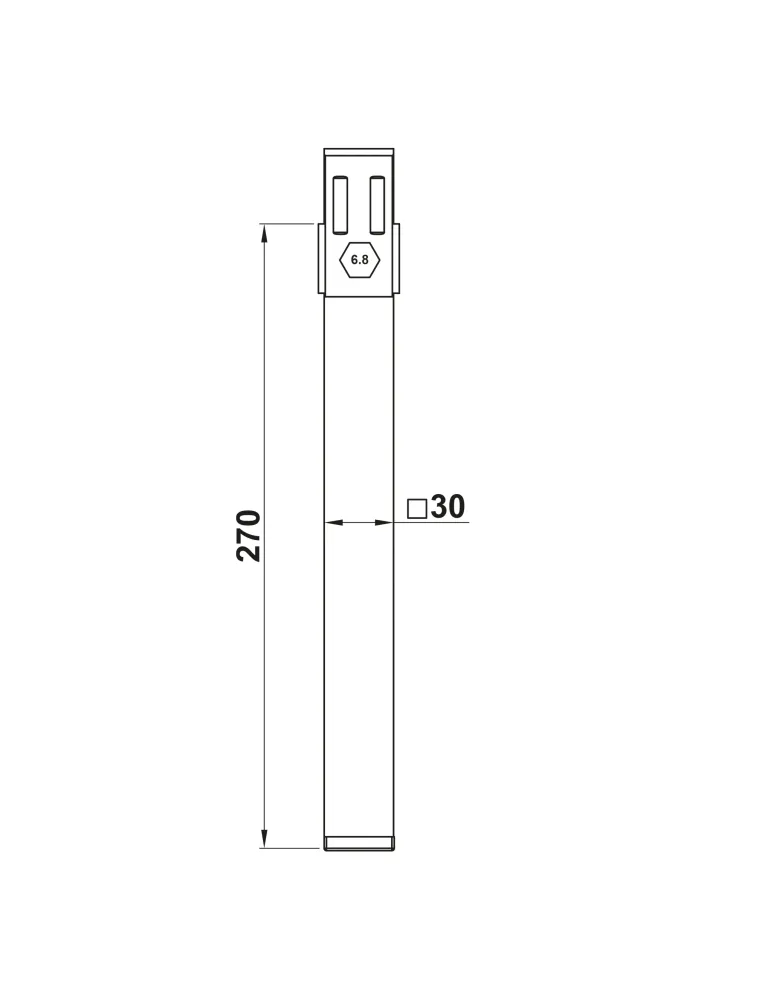 Pata somier 14 - 270 x 30 x 30 mm - Acero - Negro