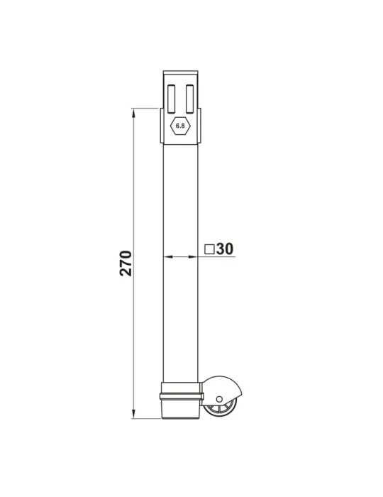 Pata somier 15 - 270 x 30 x 30 mm - Acero - Negro