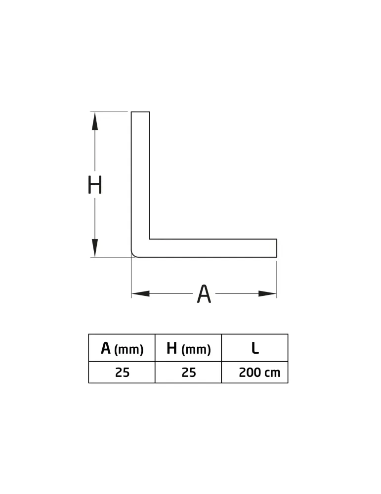 Perfil guardacantos acero 2200 - 25 x 25 mm - Acero - Galvanizado