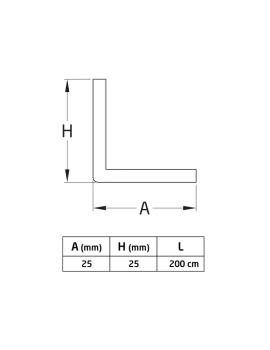 Perfil guardacantos acero 2200 - 25 x 25 mm - Acero - Galvanizado