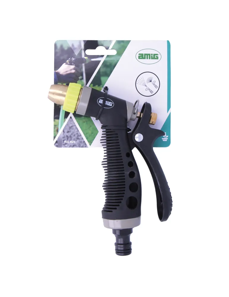 Pistola riego R25 - 150 mm - Latón / Goma - Verde pistacho-Negro