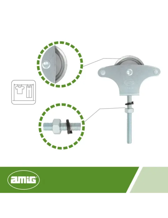 Polea metálica 12 - M6 x 60 mm - Acero - Zincado