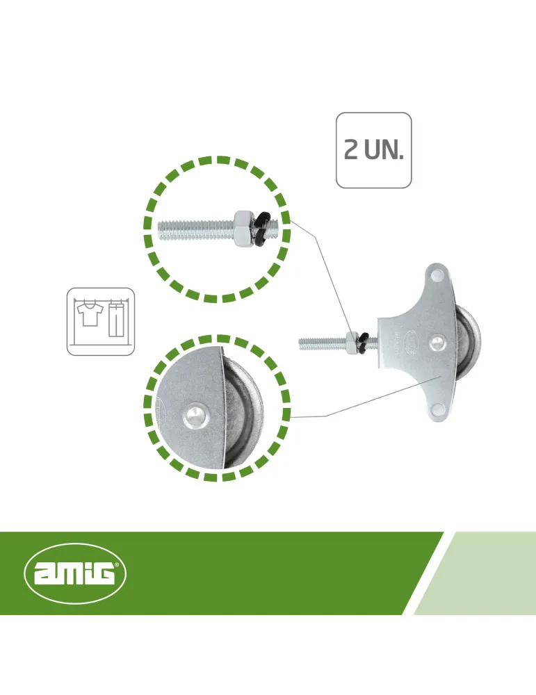 Polea metálica 3 - M6 x 40 mm - Acero - Zincado