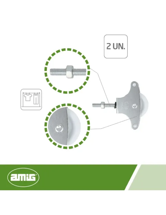 Polea plástico 1 - M6 x 40 mm - Acero - Zincado