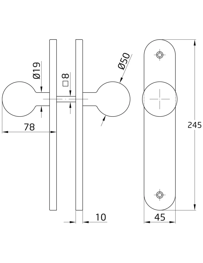 Pomo giratorio 11GP - 245 x 45 mm - Acero inoxidable 18/8 - Mate