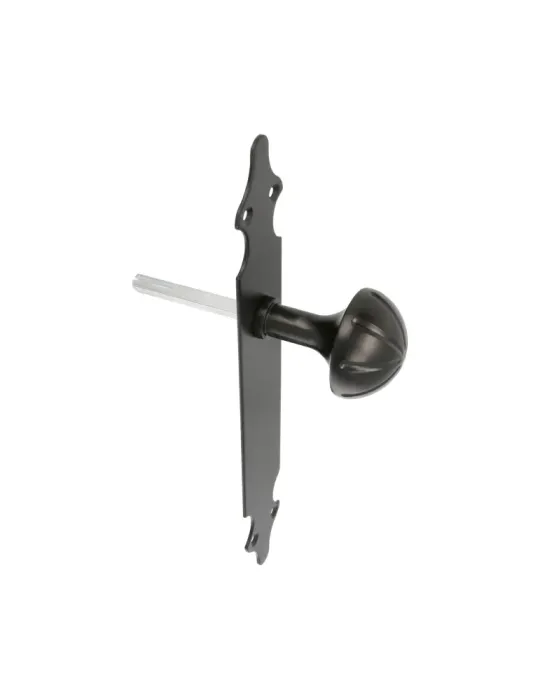 Pomo puerta con placa 18 - 280 x 45 x 2 mm - Placa de acero, Pomo de zamak - Negro