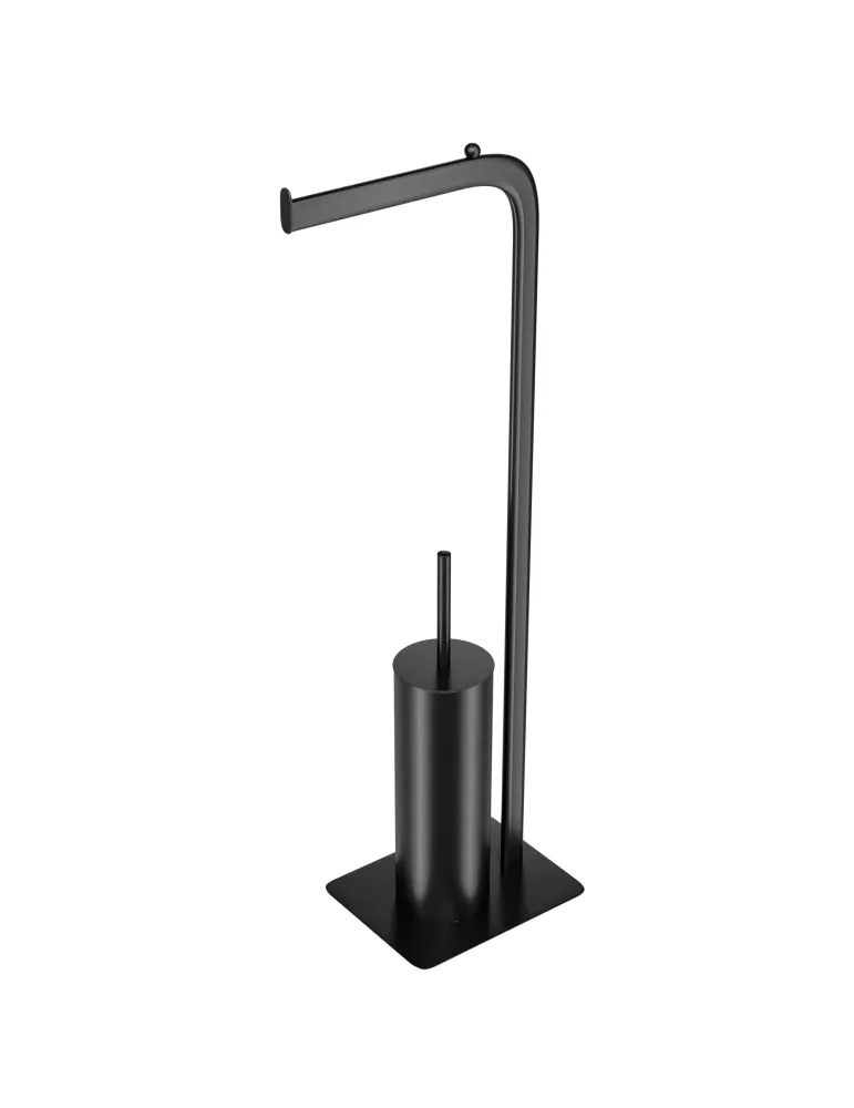 Portarrollos con escobillero FORMADUO - 210 x 160 x 725 mm - Acero / Polipropileno - Negro
