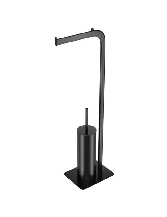 Portarrollos con escobillero FORMADUO - 210 x 160 x 725 mm - Acero / Polipropileno - Negro