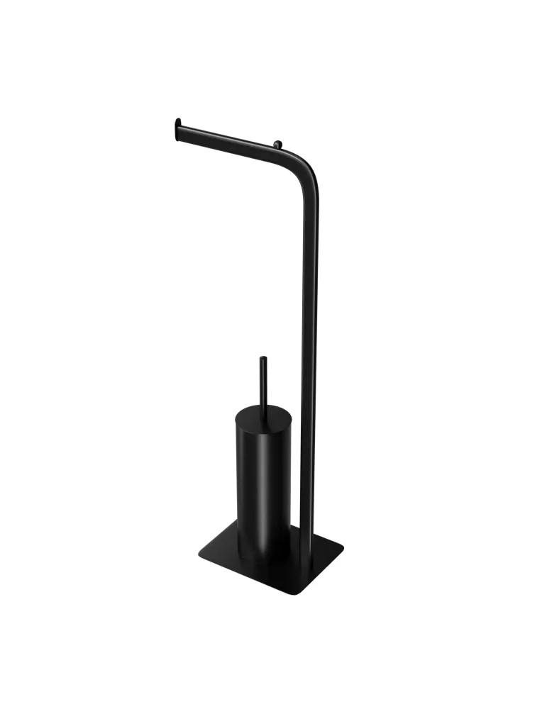 Portarrollos con escobillero FORMADUO - 210 x 160 x 725 mm - Acero / Polipropileno - Negro
