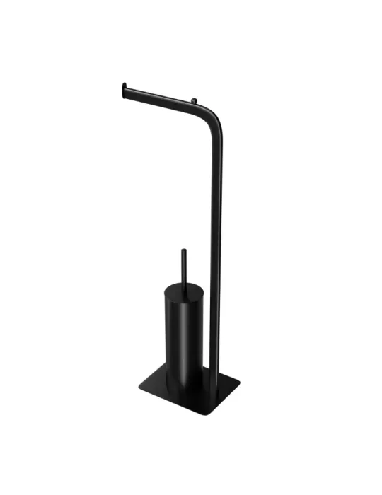 Portarrollos con escobillero FORMADUO - 210 x 160 x 725 mm - Acero / Polipropileno - Negro