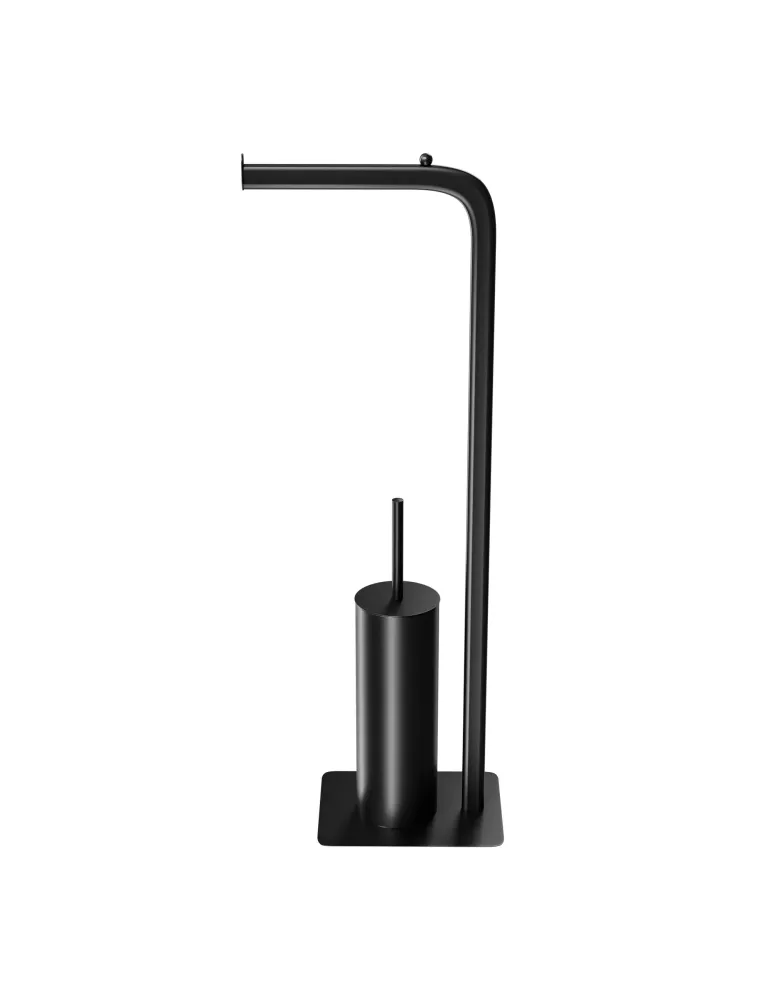 Portarrollos con escobillero FORMADUO - 210 x 160 x 725 mm - Acero / Polipropileno - Negro
