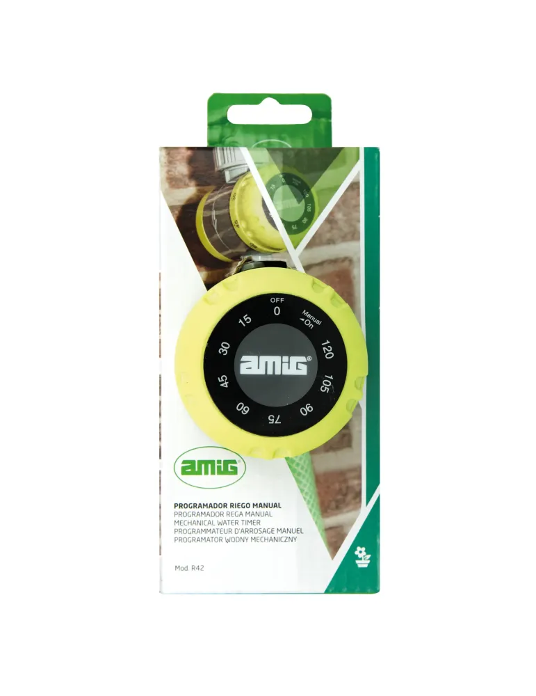 Programador de riego R42 - Ø60 x 80 mm - ABS / goma - Verde pistacho-Negro