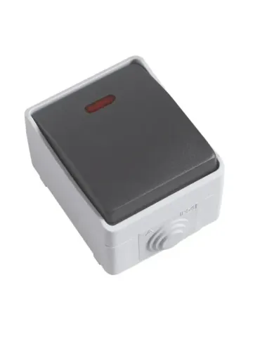 Pulsador con led estanco IP54 3641 - 90 x 65 x 52 mm - Policarbonato - Gris 2
