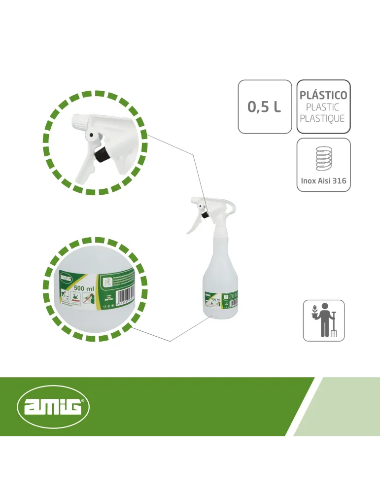 Pulverizador químicos 2080 - 0,5 l - Polietileno - Blanco