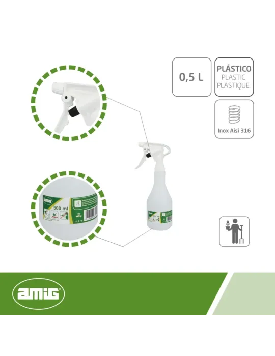 Pulverizador químicos 2080 - 0,5 l - Polietileno - Blanco