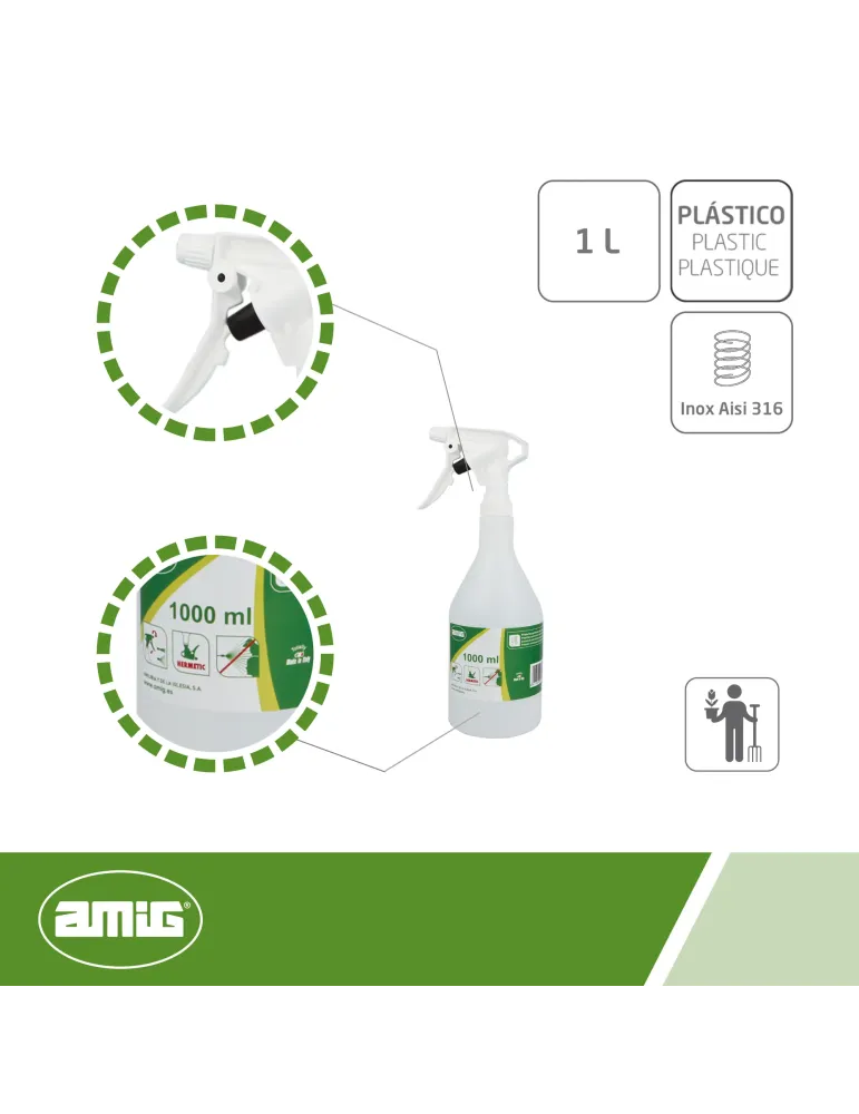 Pulverizador químicos 2081 - 1 l - Polietileno - Blanco