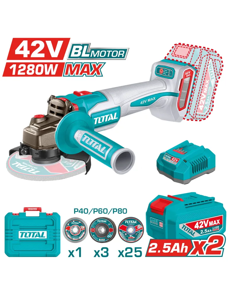 Amoladora Brushless a batería TAGLI4128112E - 42 V