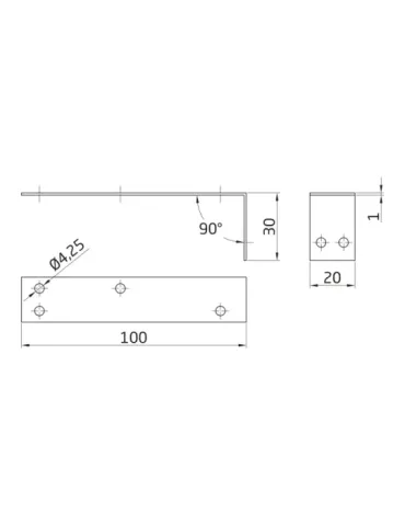 Anclaje 1 - 100 x 30 x 20 mm - Acero - Pulido 2