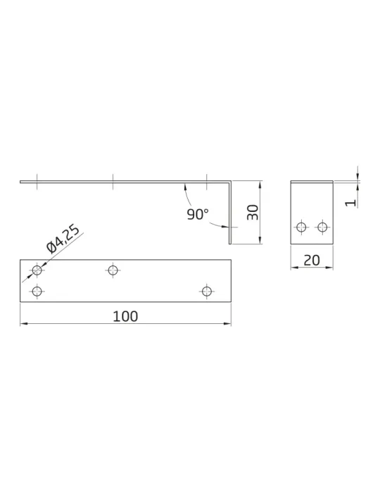 Anclaje 1 - 100 x 30 x 20 mm - Acero - Pulido