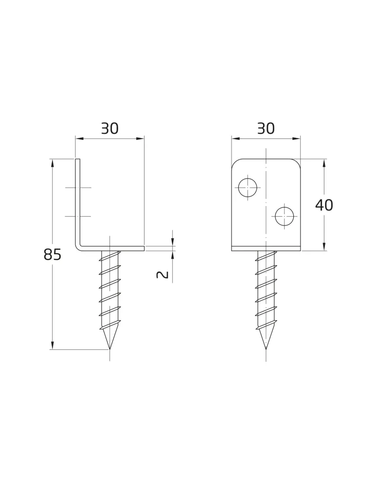 Anclaje 10 - 40 x 30 x 35 x 2 mm - Acero - Bicromatado