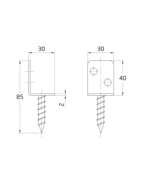 Anclaje 10 - 40 x 30 x 35 x 2 mm - Acero - Bicromatado