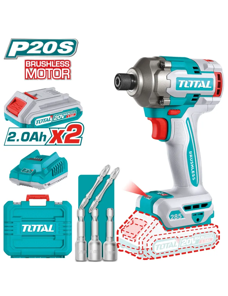 Atornillador impacto 1/4'' Brushless a batería TIRLI2028E - 20 V