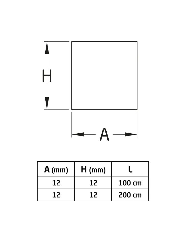 Barra cuadrada torcida hierro L.C. - 12 x 12 mm - Hierro - Lacado