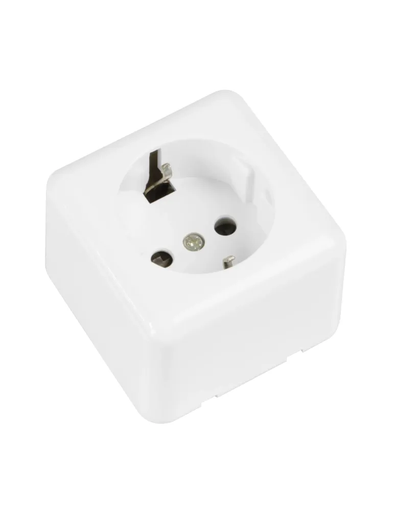 Base Schuko de sobreponer 385 - 60 x 60 mm - Policarbonato - Blanco