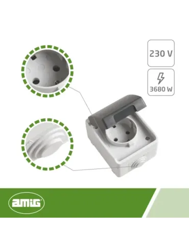 Base estanca IP54-IP44 3600 - 90 x 65 x 52 mm - Policarbonato - Gris 2