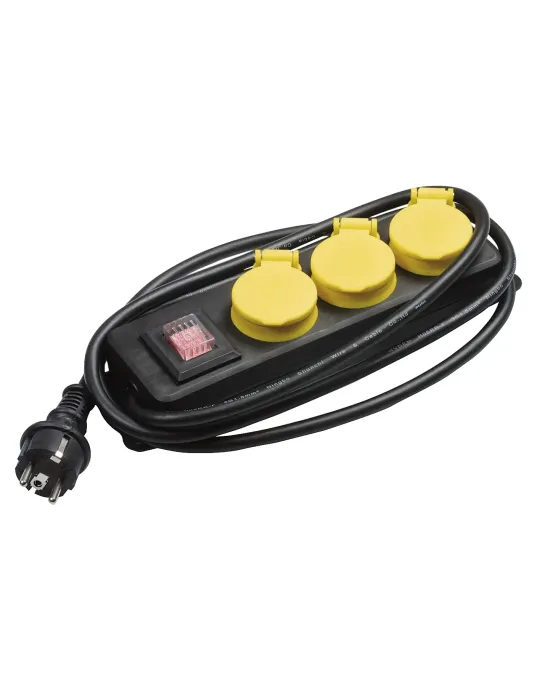 Base múltiple protección / interruptor 3306 - Polipropileno - Negro