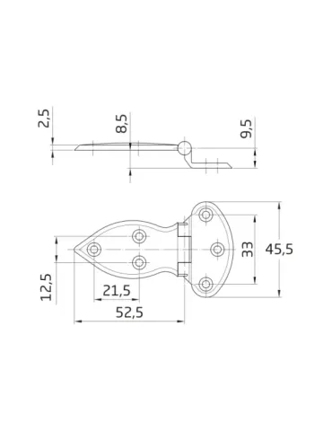 Bisagra 2 - 80 x 46 mm - Acero - Niquelado 2