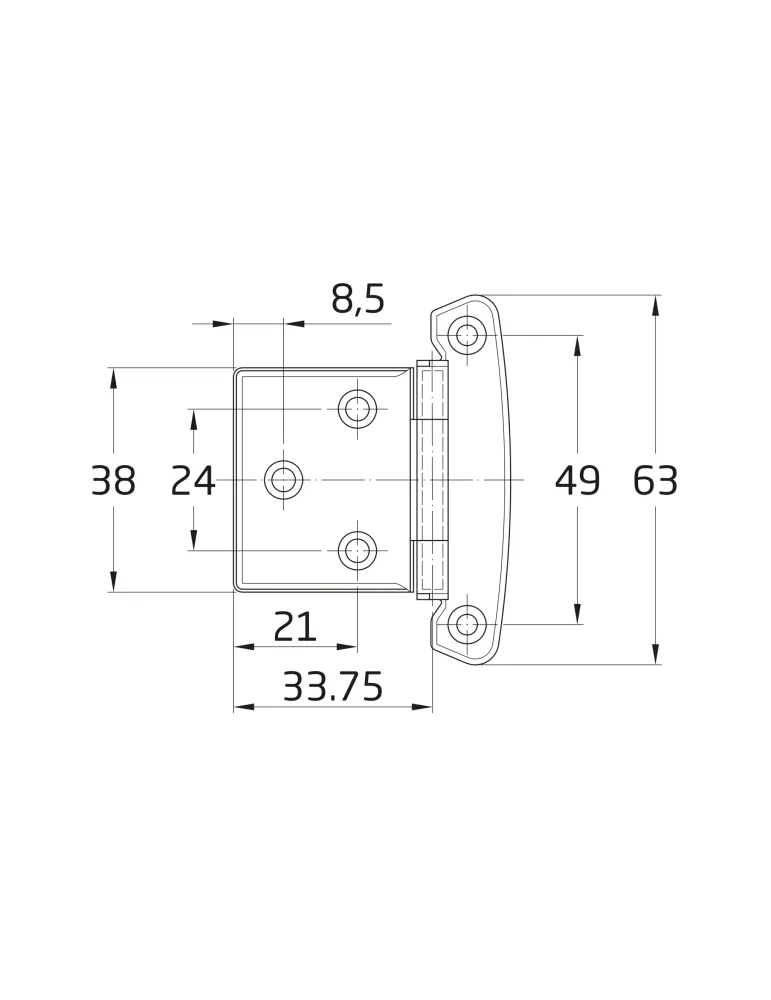 Bisagra 6 - Acero inoxidable 18/8 - Brillo