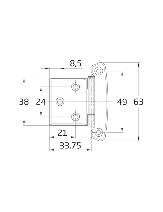 Bisagra 6 - Acero inoxidable 18/8 - Brillo
