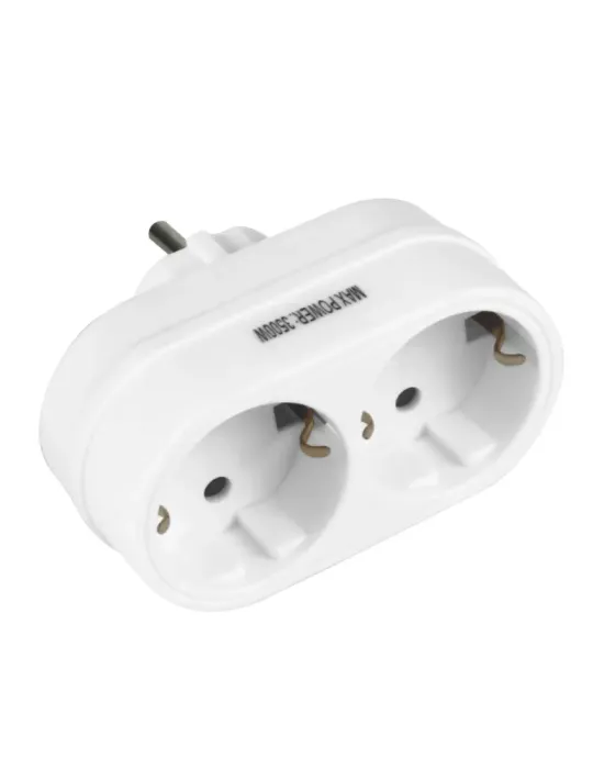 Adaptador schuko de 2 vías 3209 - 76 x 93 x 50 mm - Policarbonato - Blanco