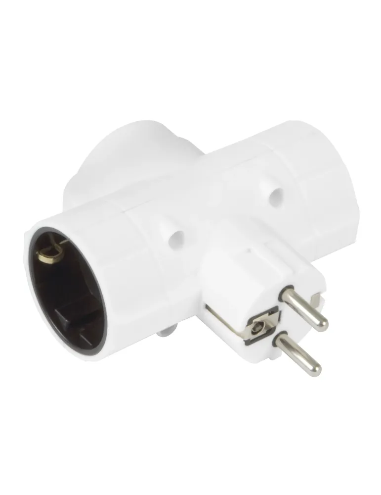 Adaptador schuko de 3 vías 3208 - 97 x 100 x 43 mm - Policarbonato - Blanco