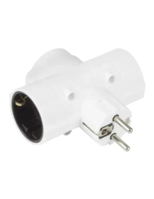 Adaptador schuko de 3 vías 3208 - 97 x 100 x 43 mm - Policarbonato - Blanco
