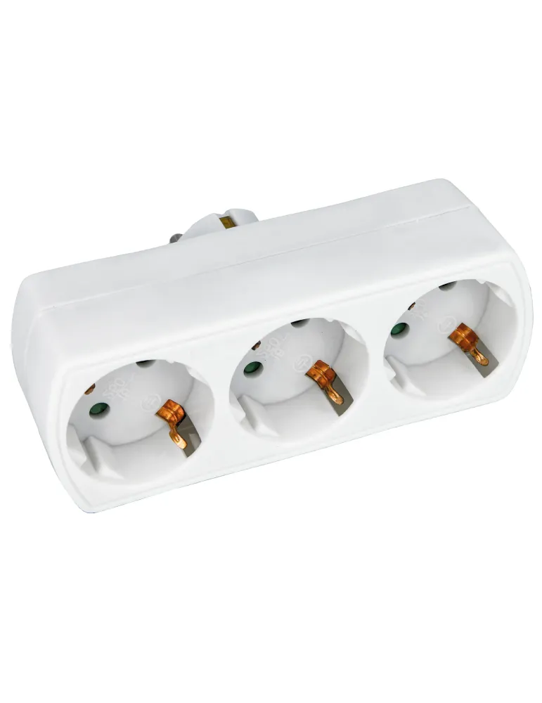 Adaptador schuko de 3 vías 3210 - Policarbonato - Blanco