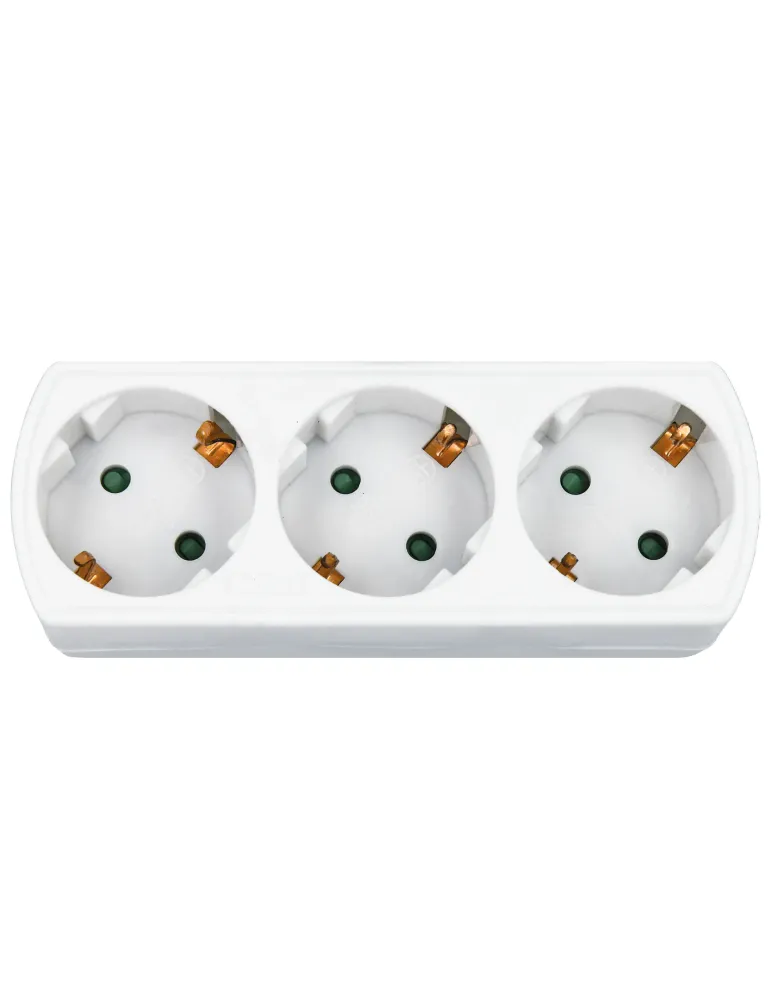 Adaptador schuko de 3 vías 3210 - Policarbonato - Blanco
