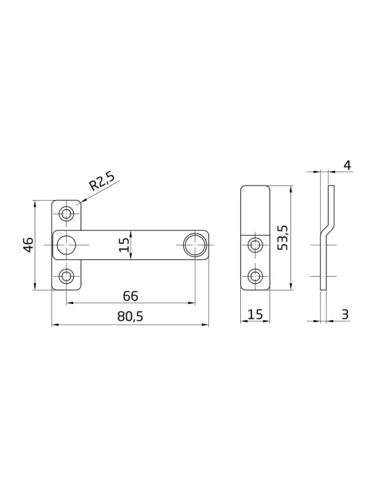 Aldabilla 1 INOX - 80 x 46 mm - Acero inoxidable 18/8 - Brillo