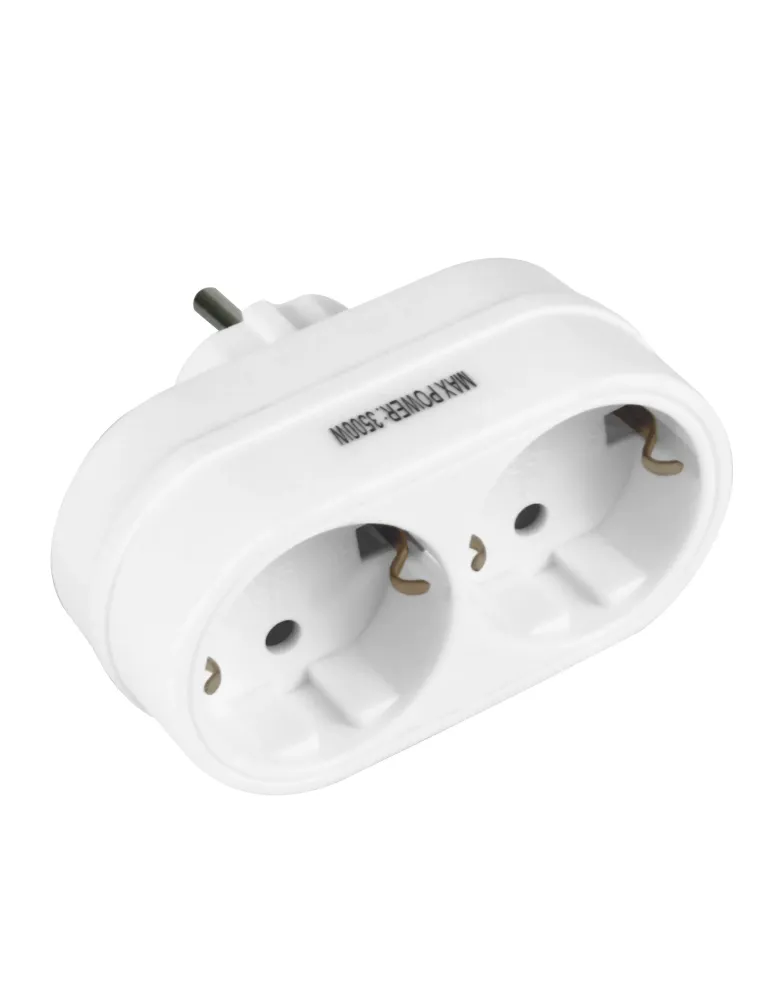 Adaptador schuko de 2 vías 3209 - 76 x 93 x 50 mm - Policarbonato - Blanco