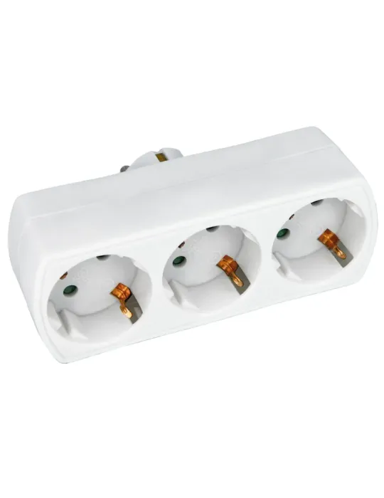 Adaptador schuko de 3 vías 3210 - Policarbonato - Blanco